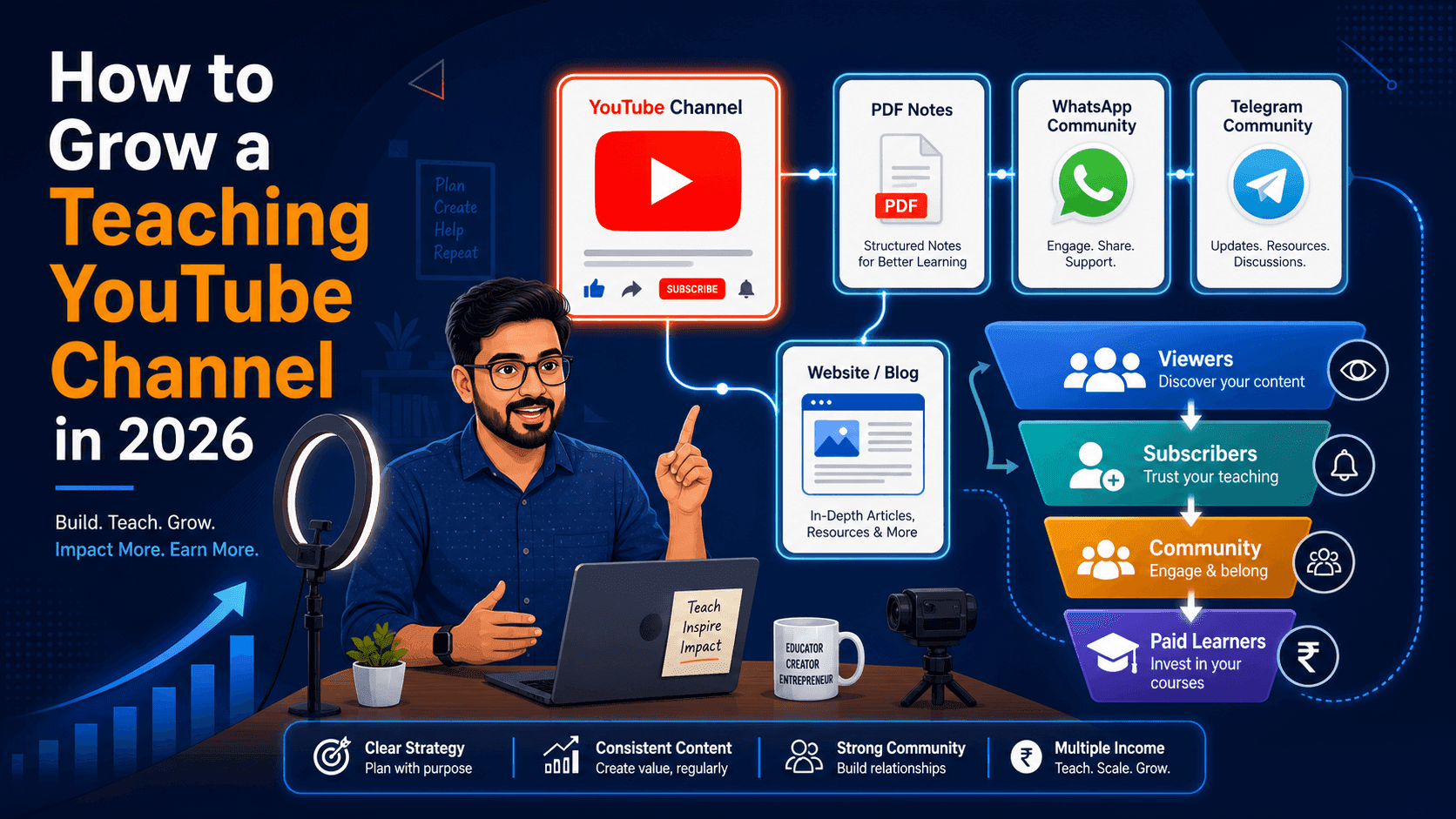 How to Grow a Teaching YouTube Channel in 2026 (And Convert Free Viewers into Paying Students)